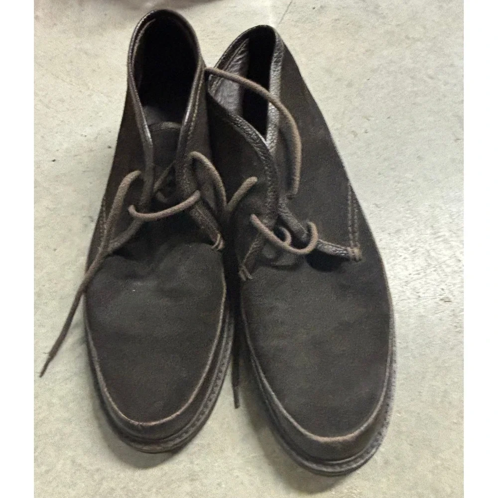 Ermenegildo Zegna Mens Dark Brown Suede Chukka Desert Boots A2256X Size 9 US